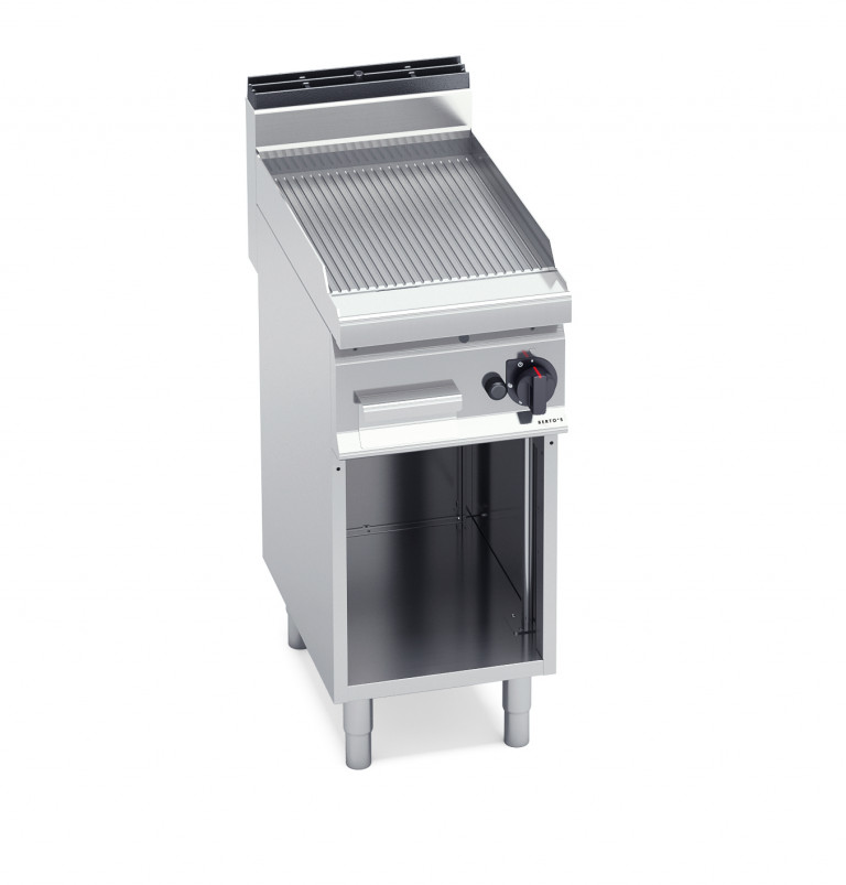 GROOVED GAS GRIDDLE WITH CABINET