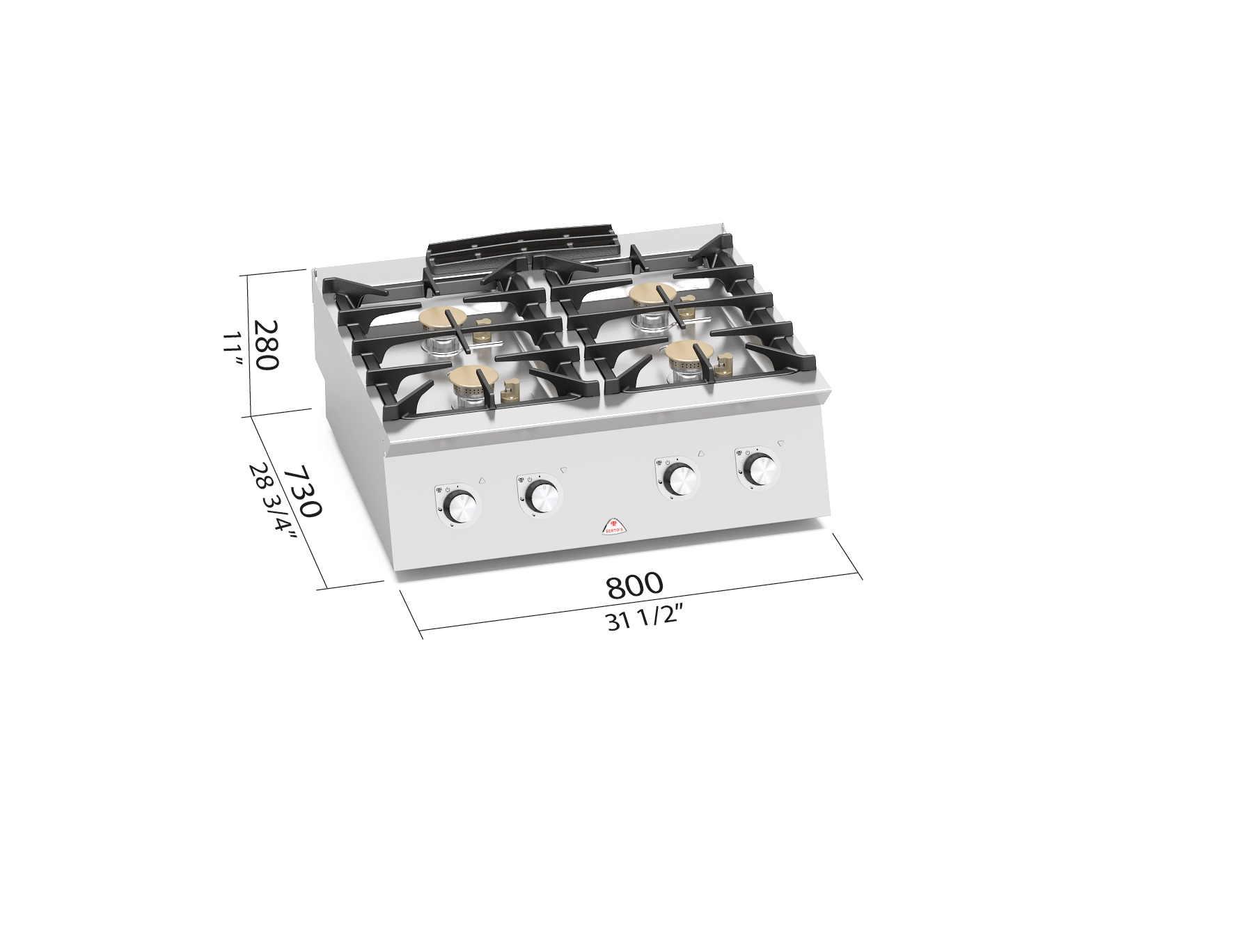 4BURNER GAS STOVE 07702000 Commercial kitchens Berto's
