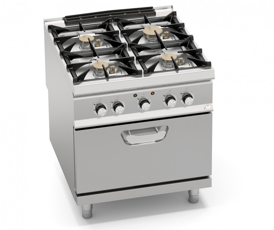 4-BURNERS GAS COOKER ON 1/1 GN ELECTRIC OVEN
