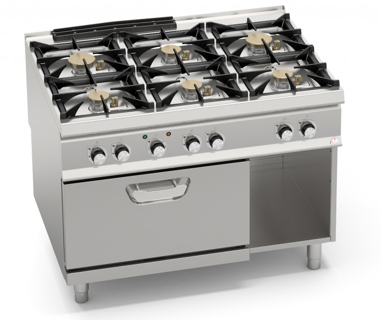 CUCINA A GAS 6 FUOCHI SU FORNO ELETTRICO 1/1 GN