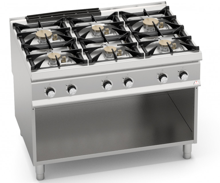 6-BURNERS POWERED GAS COOKER WITH CABINET