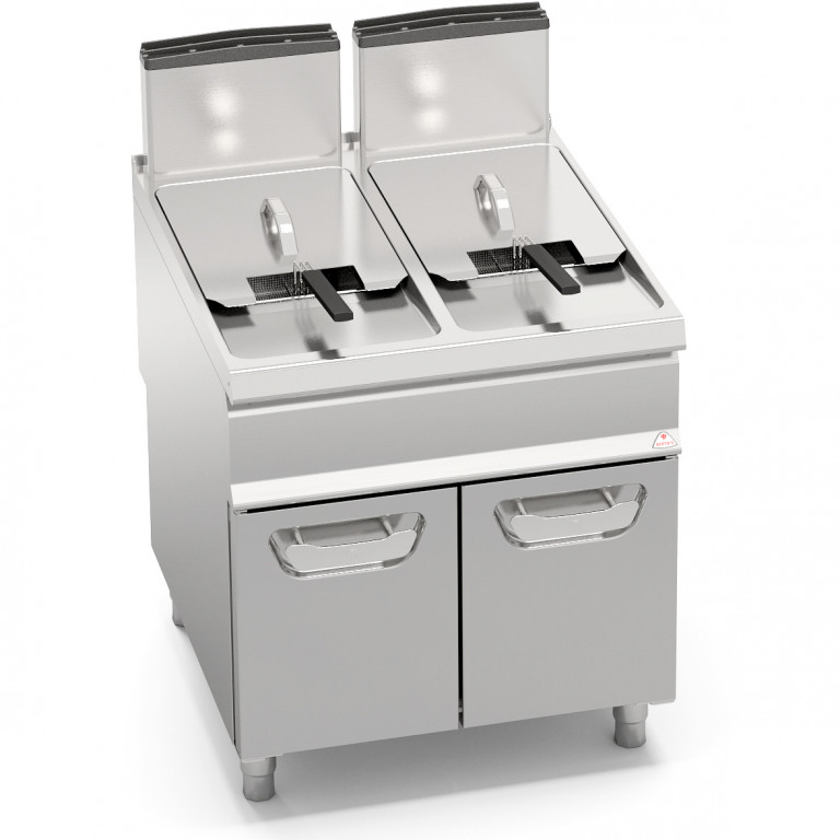 GAS FRYER WITH CABINET - TWIN TANK 20+20 L