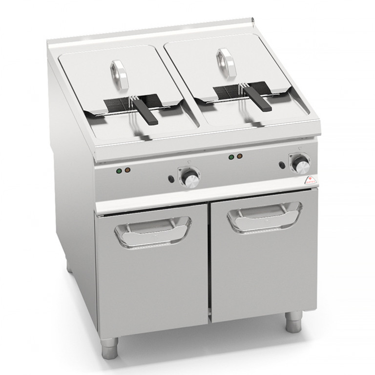 ELECTRIC FRYER WITH CABINET - TWIN TANK 22 + 22 L