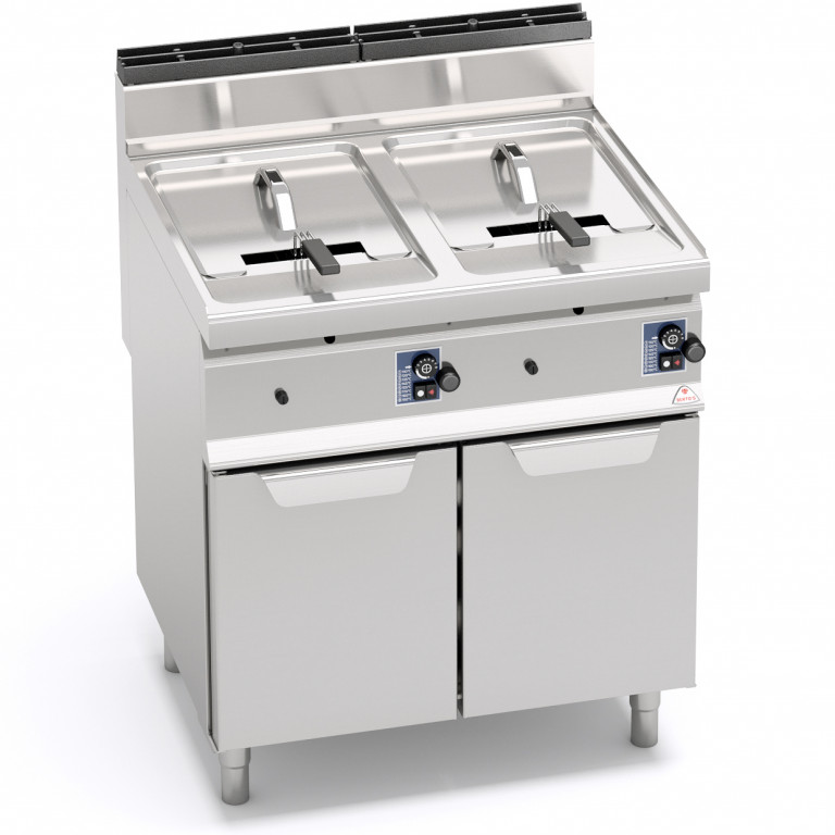 GAS FRYER WITH CABINET - TWIN TANK 10 + 10 L
