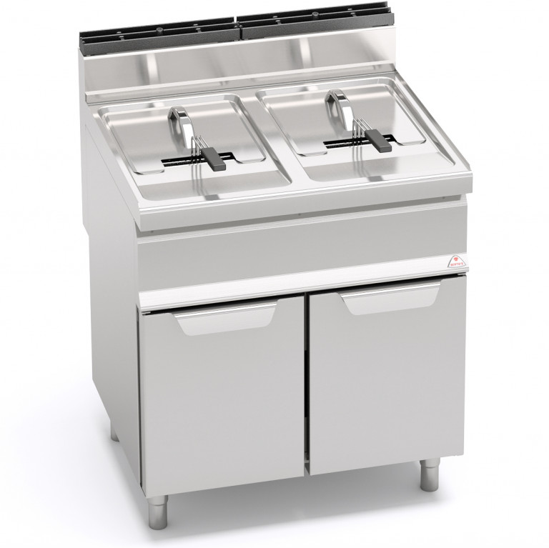 GAS FRYER WITH CABINET - TWIN TANK 15 + 15 L