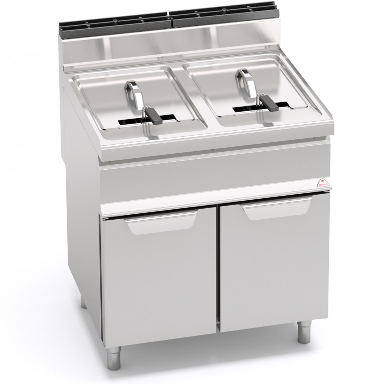 GAS FRYER WITH CABINET - TWIN TANK 20+20 L