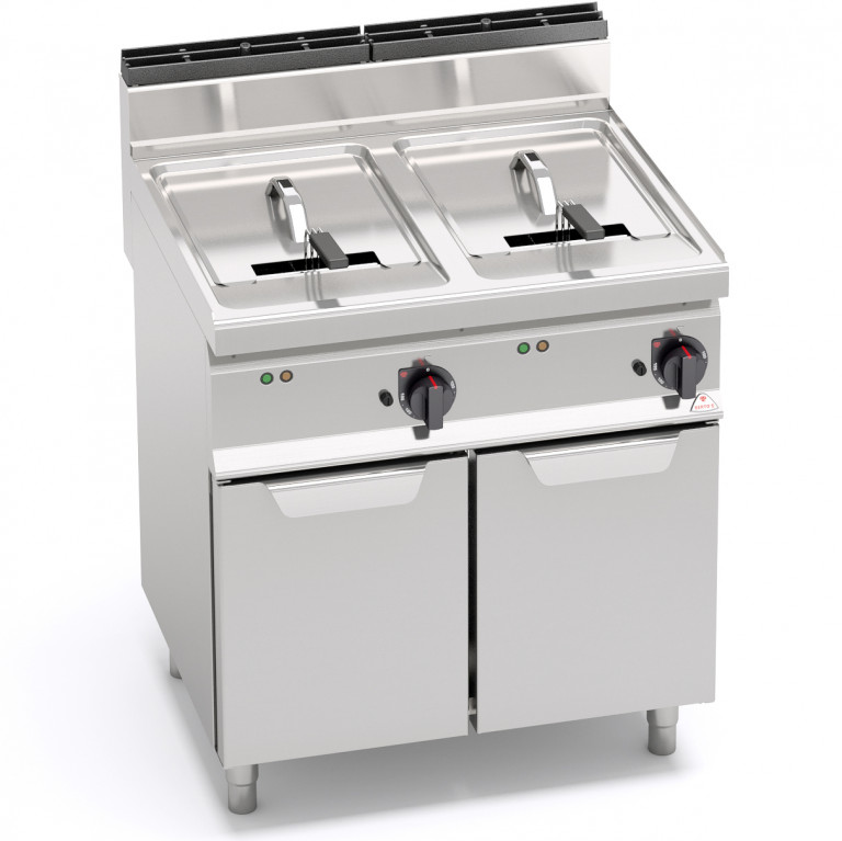 ELECTRIC FRYER WITH CABINET - TWIN TANK 18+18 L