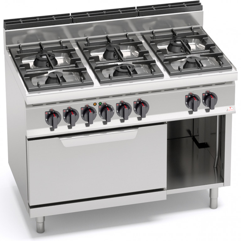 6-BURNER STOVE WITH 2/1 ELECTRIC OVEN