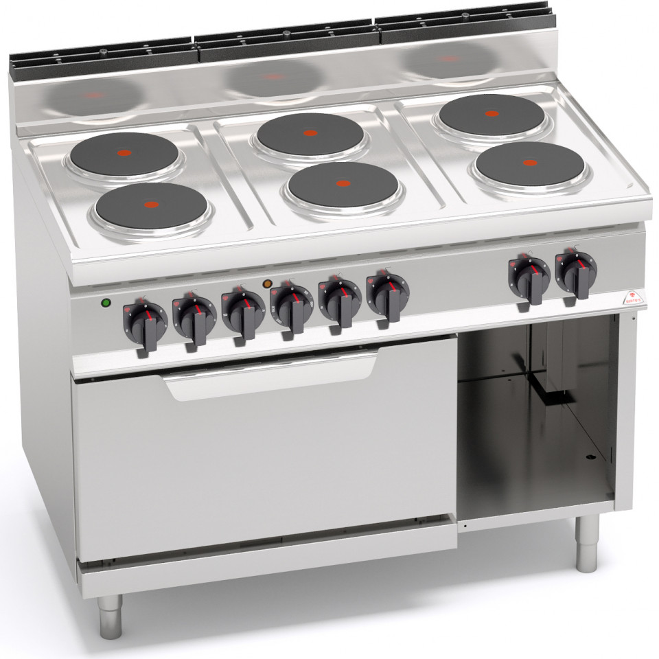 6 ROUND PLATE ELECTRIC STOVE WITH 2/1 ELECTRIC OVEN - 18725000 - Commercial  kitchens | Berto's