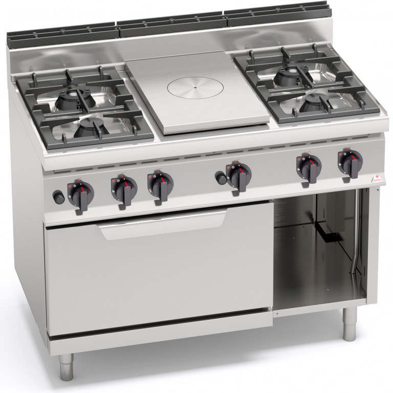 SOLID TOP + 4 OPEN BURNERS WITH 2/1 GAS OVEN