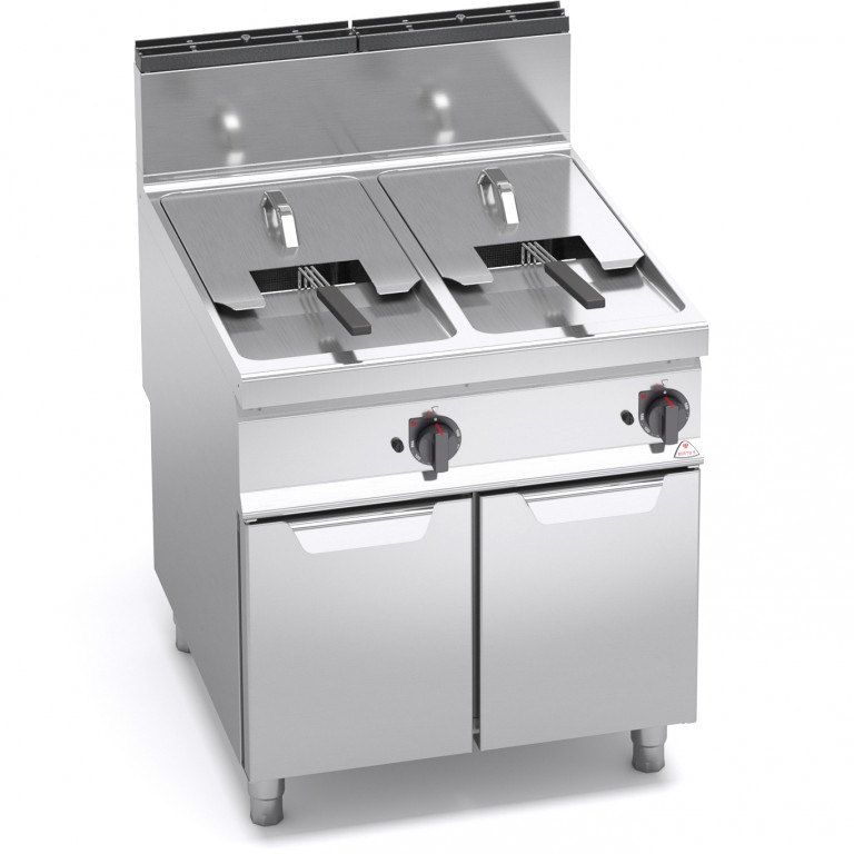 INDIRECT GAS FRYER WITH CABINET 18+18 L