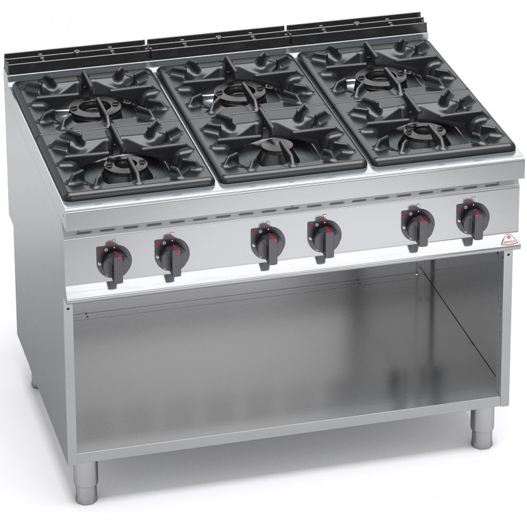 6 BURNER GAS COOKER ON CABINET