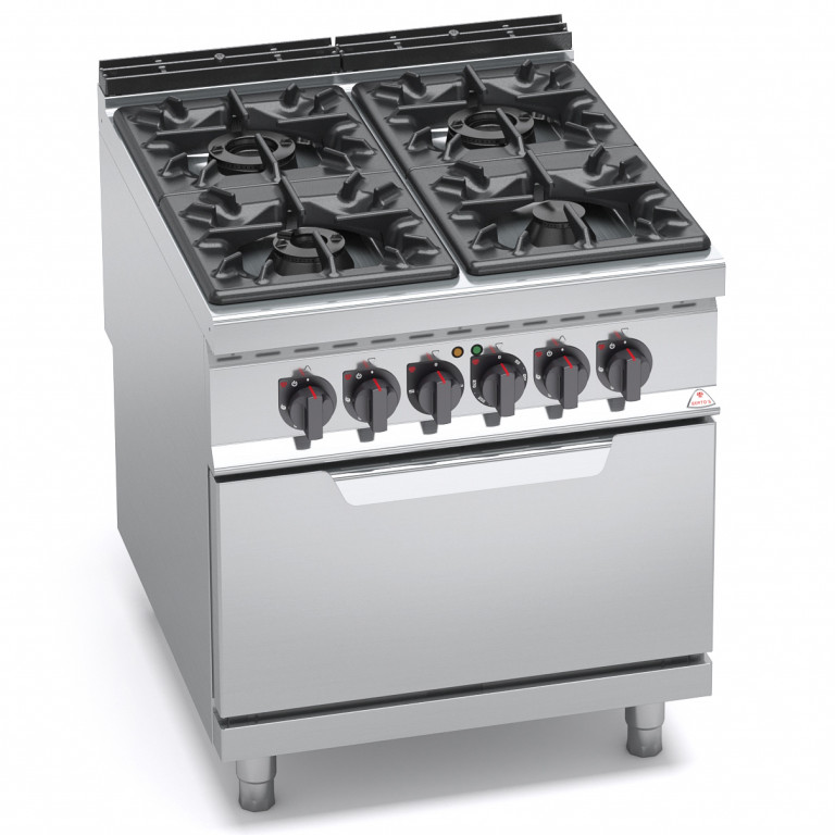 4 BURNER GAS COOKER ON 2/1 ELEC. OVEN