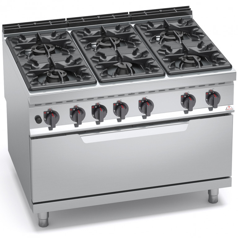 6 BURNER GAS COOKER ON LARGE GAS OVEN