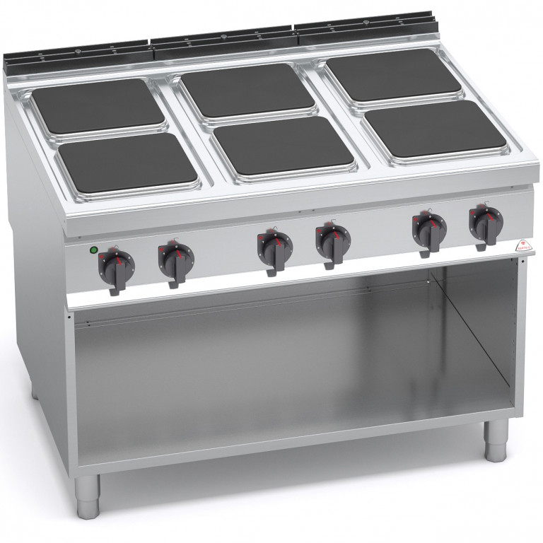 6 SQUARE PLATE ELECTRIC COOKER ON CABINET