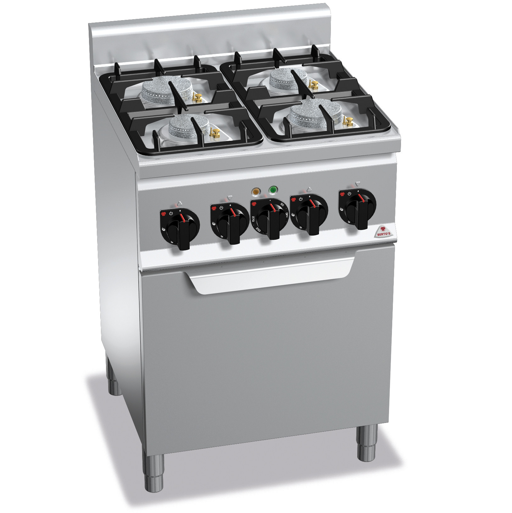 Cocina a gas sobre horno eléctrico estático GN 2/1, 4 quemadores % -  HOSTECO