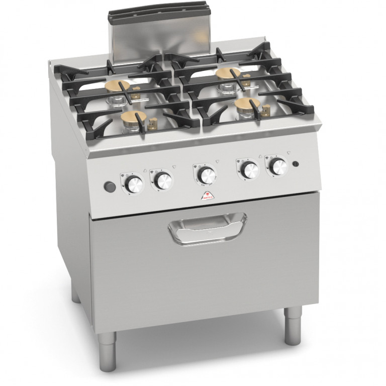 4-BURNER STOVE WITH 2/1 GN GAS OVEN