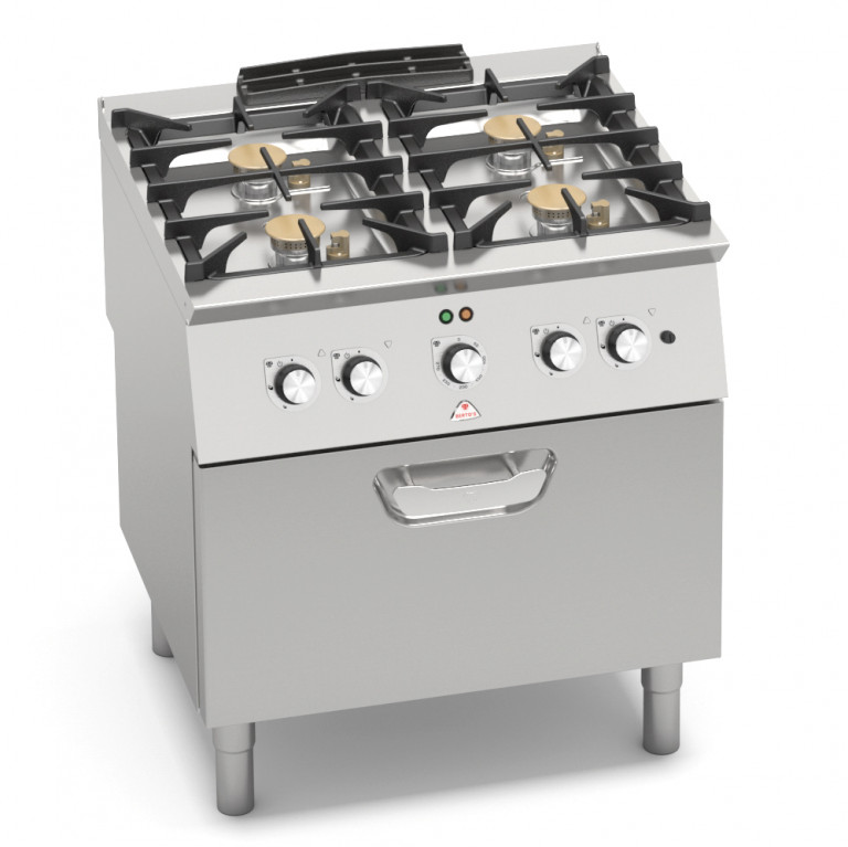 4-BURNER STOVE WITH 1/1 GN ELECTRIC OVEN