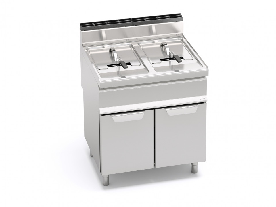 GAS FRYER WITH CABINET - TWIN TANK 15 + 15 L