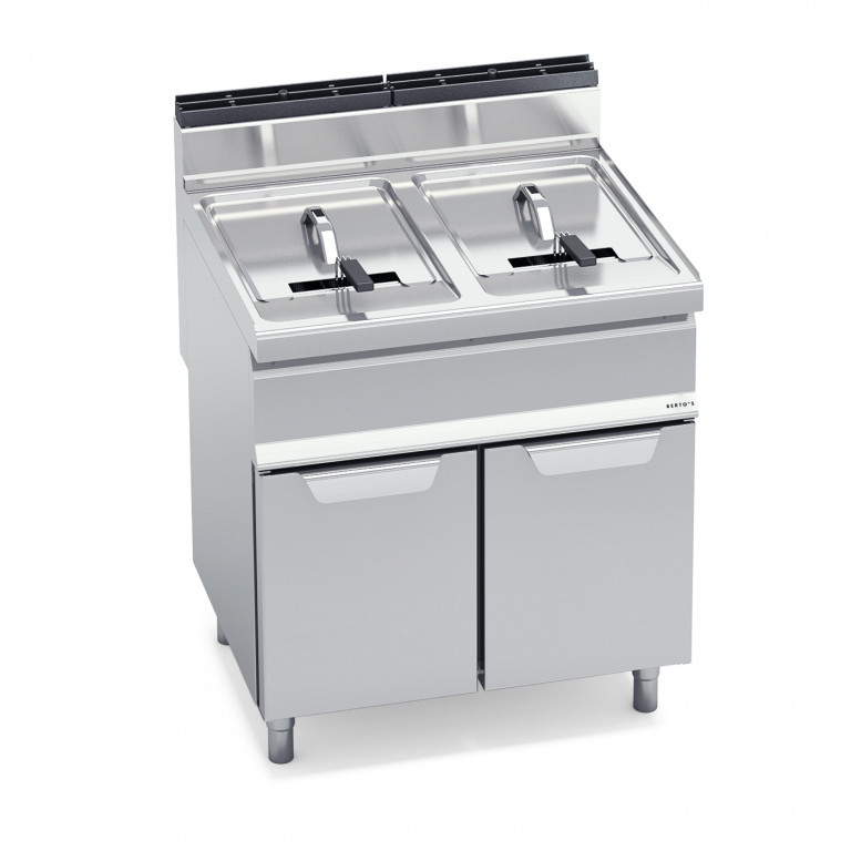 GAS FRYER WITH CABINET - TWIN TANK 20+20 L