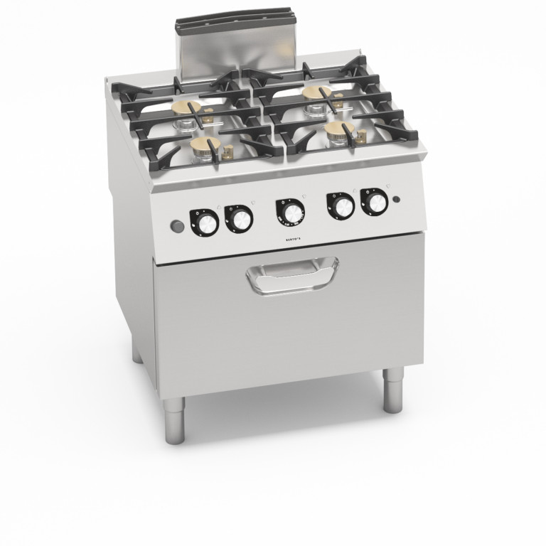 CUCINA A GAS 4 FUOCHI SU FORNO A GAS 2/1 GN