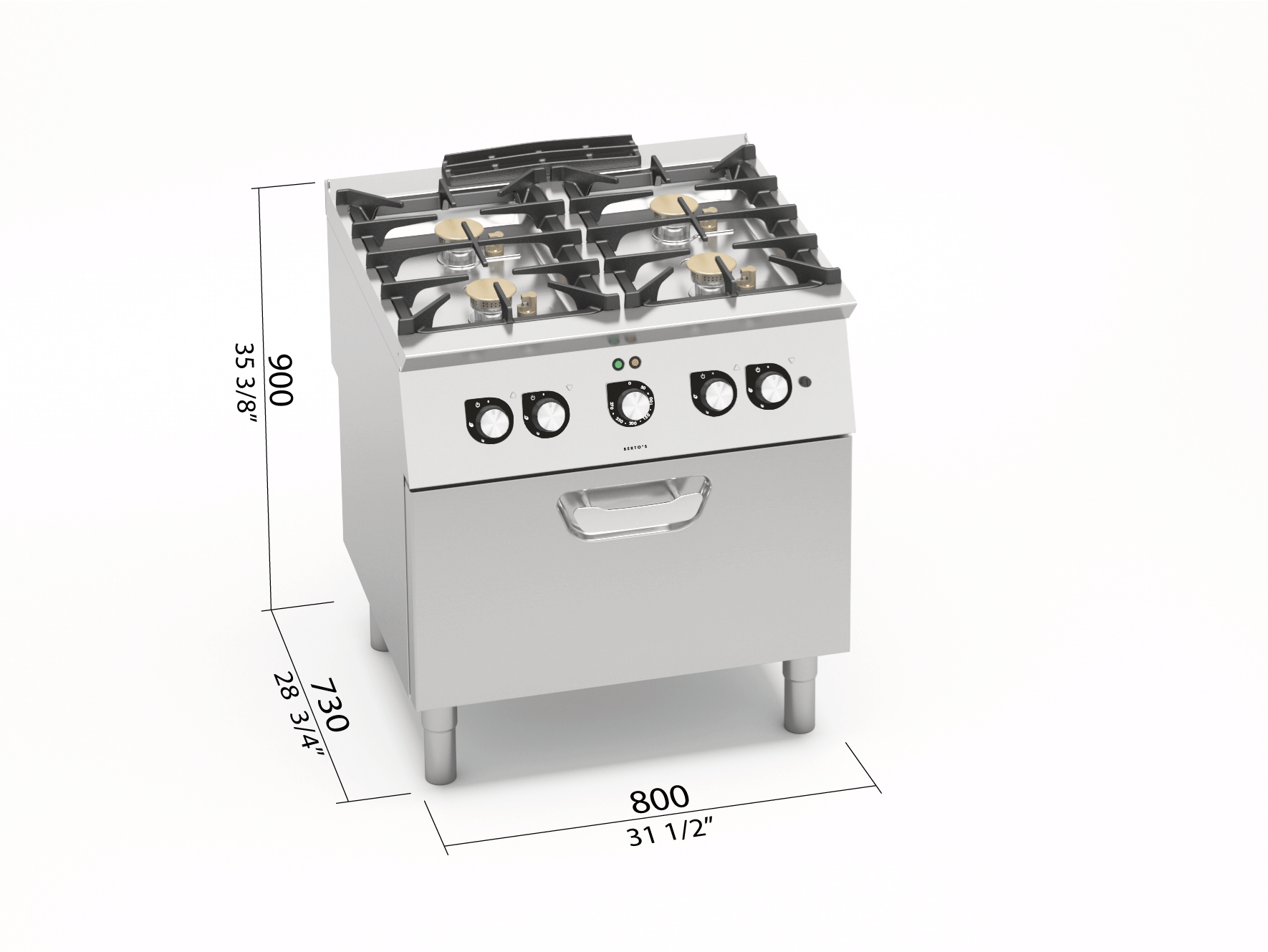 Cucina A Gas Fisher &amp; Paykel 4 Fuochi + Piastra - Forno Elettrico, Acciaio Inox