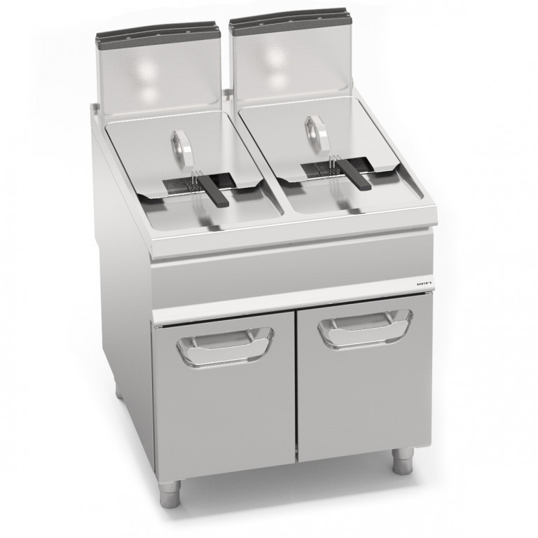 GAS FRYER WITH CABINET - TWIN TANK 20+20 L