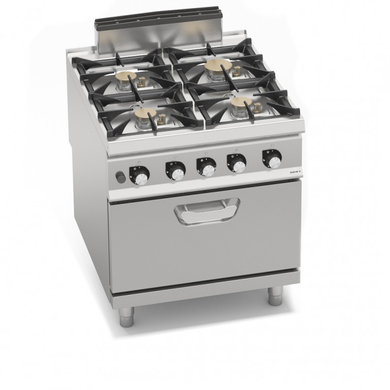 CUCINA A GAS 4 FUOCHI SU FORNO A GAS 2/1 GN