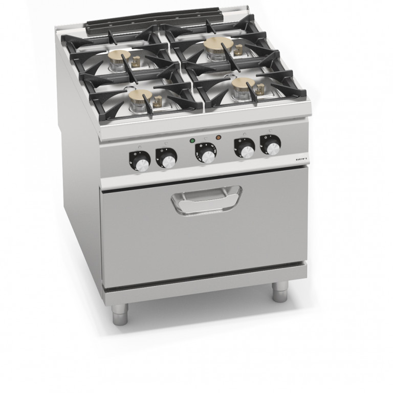 4-BURNERS GAS COOKER ON 1/1 GN ELECTRIC OVEN