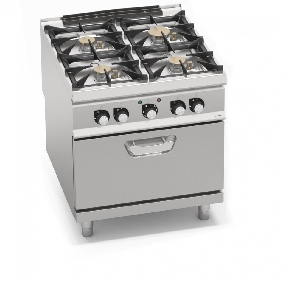 CUCINA A GAS 4 FUOCHI SU FORNO ELETTRICO 1/1 GN CUCINA A GAS 4 FUOCHI SU FORNO ELETTRICO 1/1 GN
