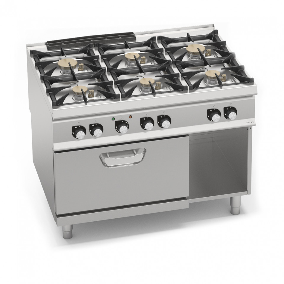 6 BURNERS GAS COOKER ON 1 1 GN ELECTRIC OVEN 13719100 Commercial kitchens Berto s