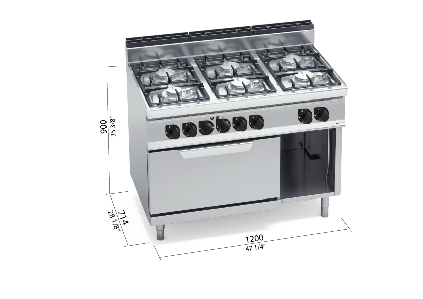 ELGON GH-REVERSE ロゾーネ アンティグロッソ 6本セット 6-BURNER STOVE WITH 2/1 ELECTRIC OVEN - 18607600