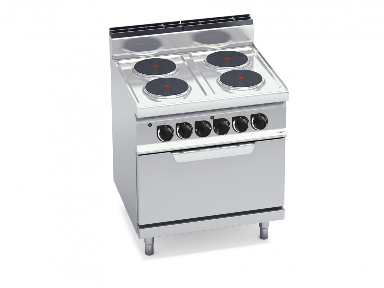 CUISINIÈRE ÉLECTRIQUE 4 PLAQUES RONDES SUR FOUR ÉLECTRIQUE 2/1