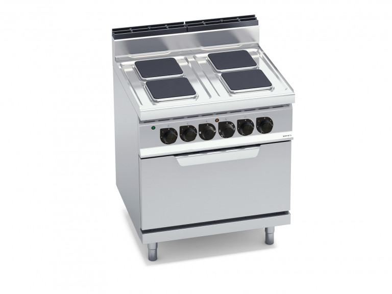 CUISINIÈRE ÉLECTRIQUE 4 PLAQUES CARRÉES SUR FOUR ÉLECTRIQUE 2/1