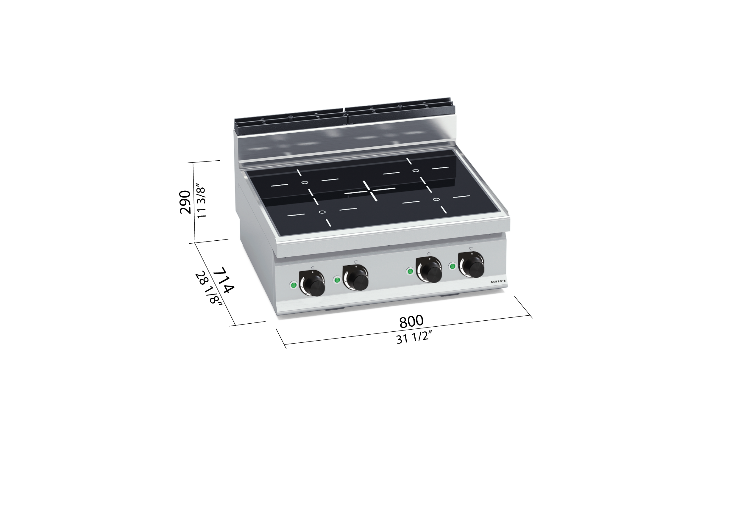 Edesa Piano cottura a induzione EIT-6329 B con smussatura frontale 3 faretti di cottura Pannello di controllo tipo touch 9 livelli + Booster Potenza massima 7,2 kW Larghezza 52 cm Colore Nero