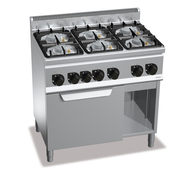 CUCINA A GAS 6 FUOCHI SU FORNO A GAS 1/1