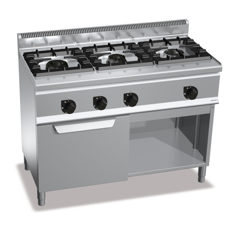 CUCINA A GAS 3 FUOCHI SU FORNO A GAS 1/1