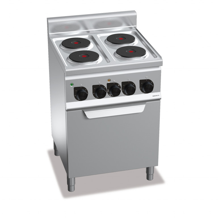 ELEKTROHERDE 4 RUNDE PLATTEN MIT ELEKTROUMLUFT-BACKOFEN 1/1