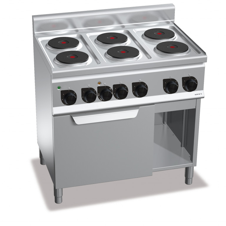 ELEKTROHERDE 6 RUNDE PLATTEN MIT ELEKTROUMLUFT-BACKOFEN 1/1