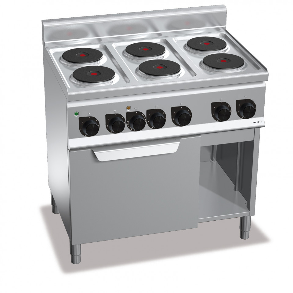 CUISINIÈRE ÉLECTRIQUE 6 PLAQUES RONDES SUR FOUR ÉLECTRIQUE 1/1