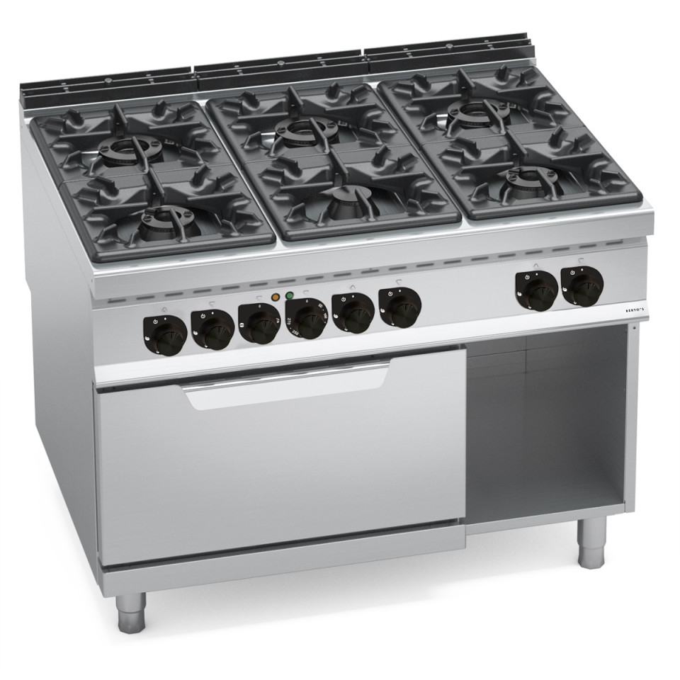 FOGÃO A GÁS 6 BOCAS EM FORNO EL. 2/1