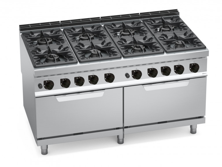 CUCINA A GAS 8 FUOCHI SU 2 FORNI A GAS 2/1